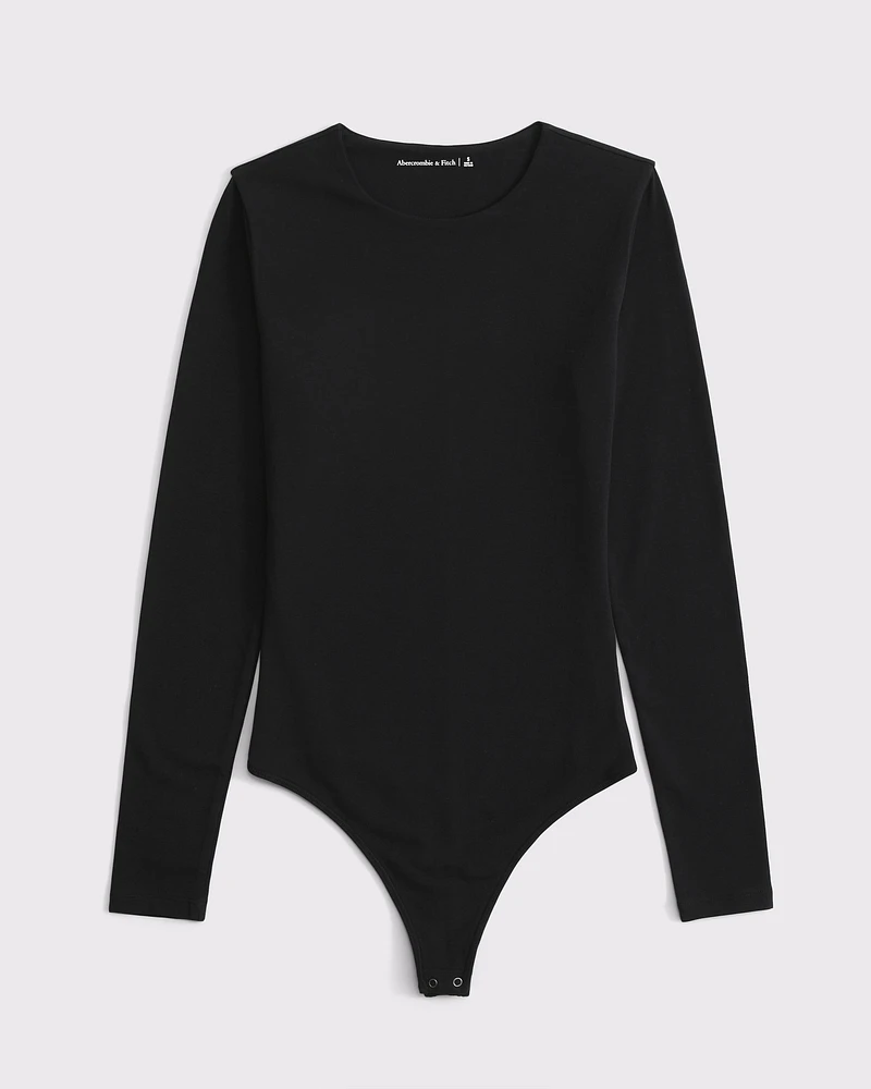 Long-Sleeve Cotton-Blend Seamless Fabric Crew Bodysuit