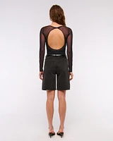 Bra-Free Open-Back Mesh Bodysuit