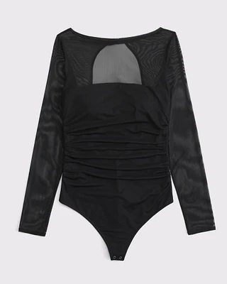 Bra-Free Open-Back Mesh Bodysuit