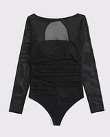 Bra-Free Open-Back Mesh Bodysuit