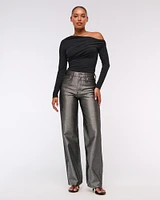Long-Sleeve Asymmetrical Draped Top