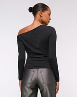 Long-Sleeve Asymmetrical Draped Top
