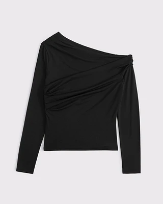 Long-Sleeve Asymmetrical Draped Top