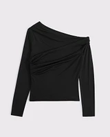 Long-Sleeve Asymmetrical Draped Top