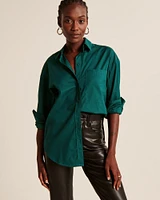 Oversized Poplin Button-Up Shirt