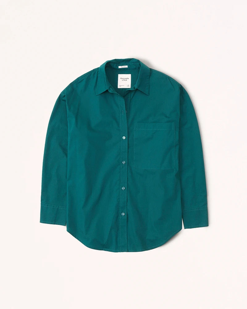 Oversized Poplin Button-Up Shirt