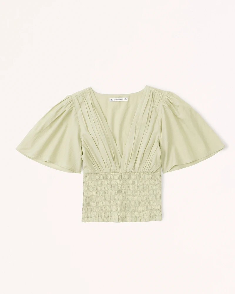 Flutter Sleeve Smocked Waist Top