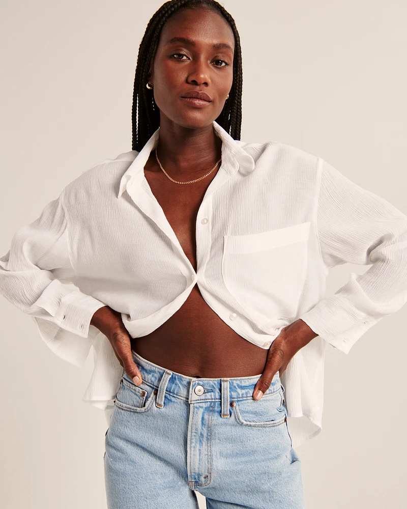 Oversized Crinkle Rayon Textured Shirt