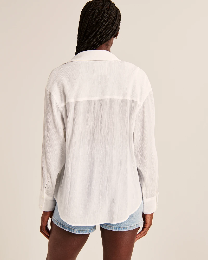 Oversized Crinkle Rayon Textured Shirt