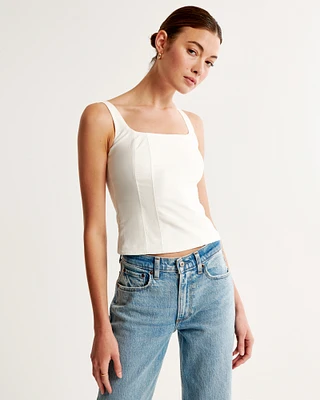 Cotton-Blend Squareneck Corset Top