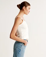 Cotton-Blend Squareneck Corset Top