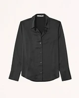 Long-Sleeve Satin Button-Up Shirt