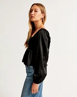 Emerson Satin Long-Sleeve Top