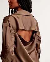 Oversized Satin Button-Up Shirt