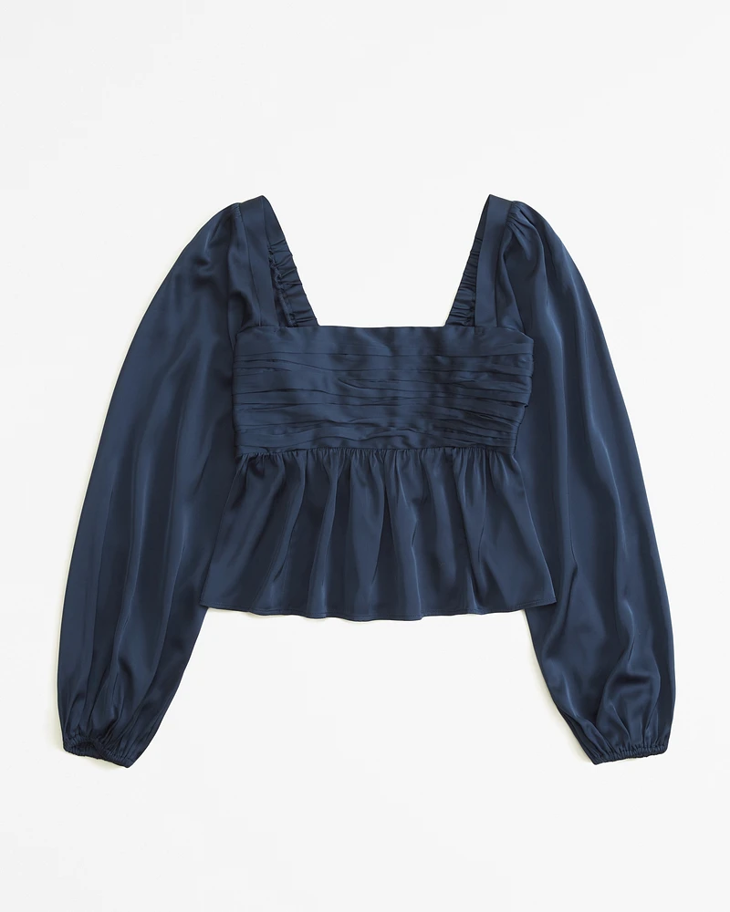 Emerson Satin Long-Sleeve Top