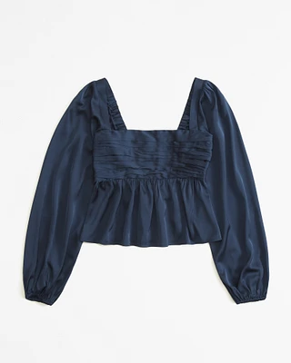 Emerson Satin Long-Sleeve Top