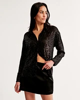 Long-Sleeve Sequin Button-Up Shirt