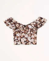 Ruffle Sleeve Poplin Set Top