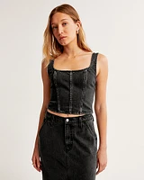 Denim Squareneck Corset Top