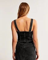 Denim Squareneck Corset Top