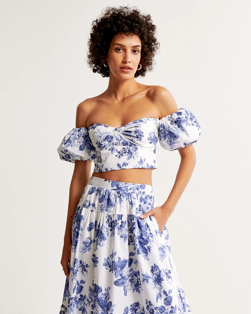 Poplin Off-The-Shoulder Set Top