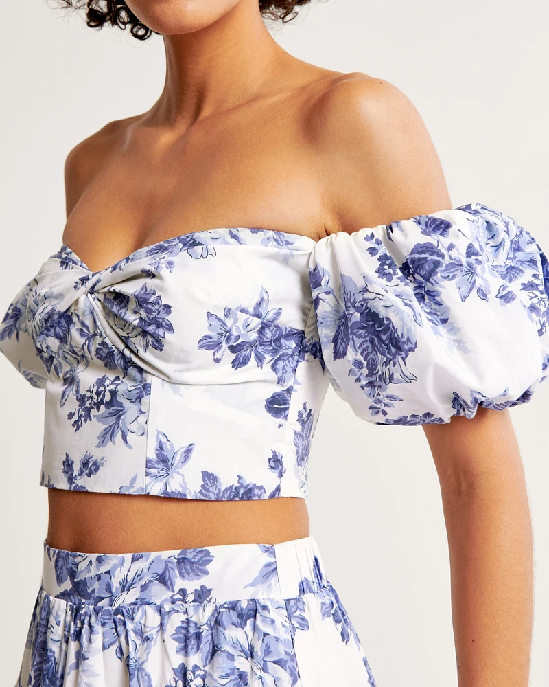 Poplin Off-The-Shoulder Set Top