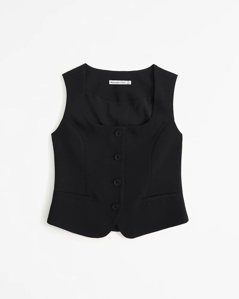 The A&F Mara Premium Crepe Vest Squareneck Set Top