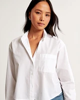 Oversized Linen-Blend Cropped Shirt