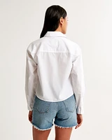 Oversized Linen-Blend Cropped Shirt