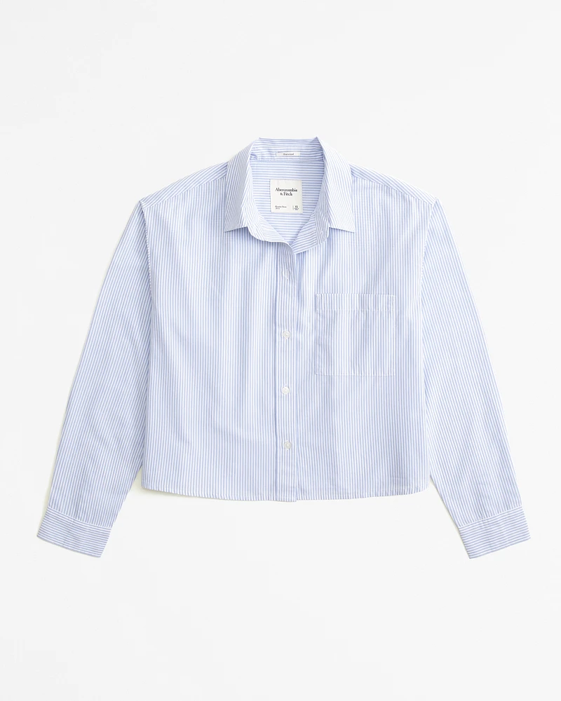 Oversized Linen-Blend Cropped Shirt