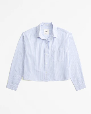 Oversized Linen-Blend Cropped Shirt