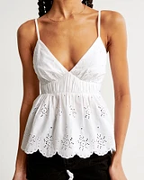 Eyelet Embroidered Bow-Back Top