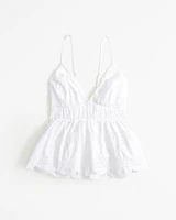 Eyelet Embroidered Bow-Back Top