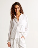 Oversized Linen-Blend Step Hem Shirt