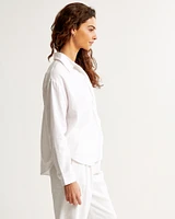 Oversized Linen-Blend Step Hem Shirt