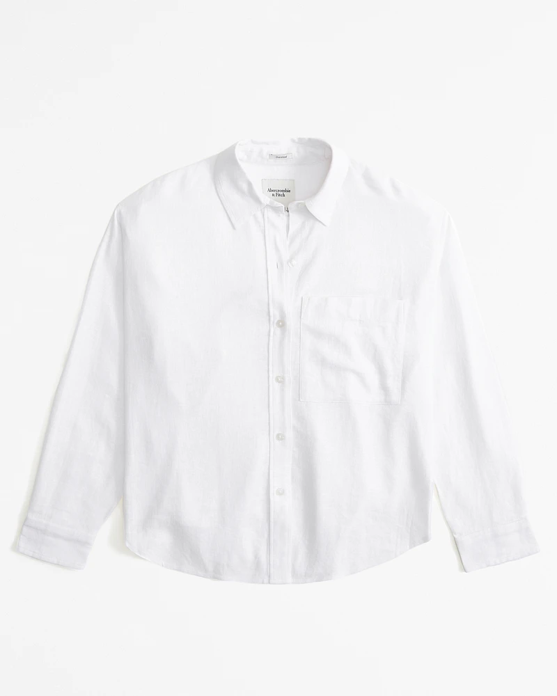 Oversized Linen-Blend Step Hem Shirt