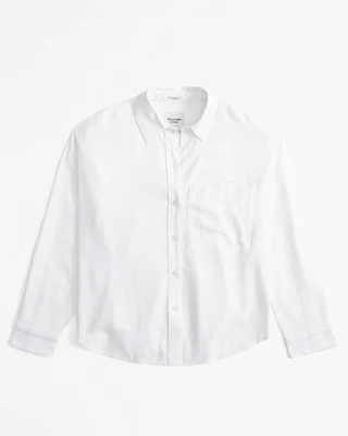 Oversized Linen-Blend Step Hem Shirt