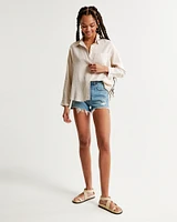 Oversized Linen-Blend Step Hem Shirt