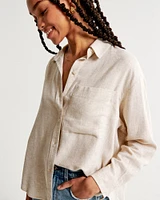 Oversized Linen-Blend Step Hem Shirt