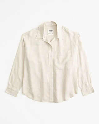 Oversized Linen-Blend Step Hem Shirt