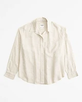 Oversized Linen-Blend Step Hem Shirt