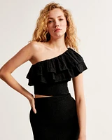 Asymmetrical One-Shoulder Ruffle Set Top