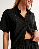 Short-Sleeve Scallop-Hem Shirt