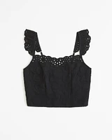 Ruffle Strap Eyelet Set Top