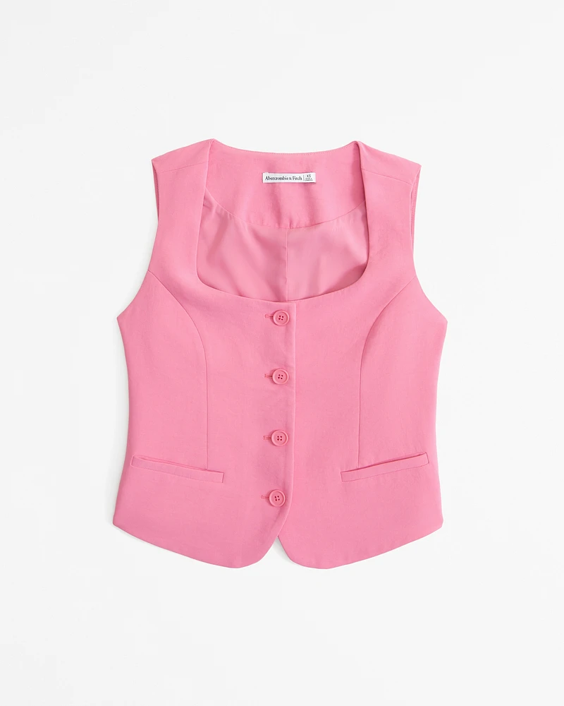 The A&F Mara Premium Crepe Vest Squareneck Set Top