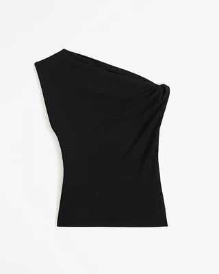 Asymmetrical Jersey Crepe Draped Top