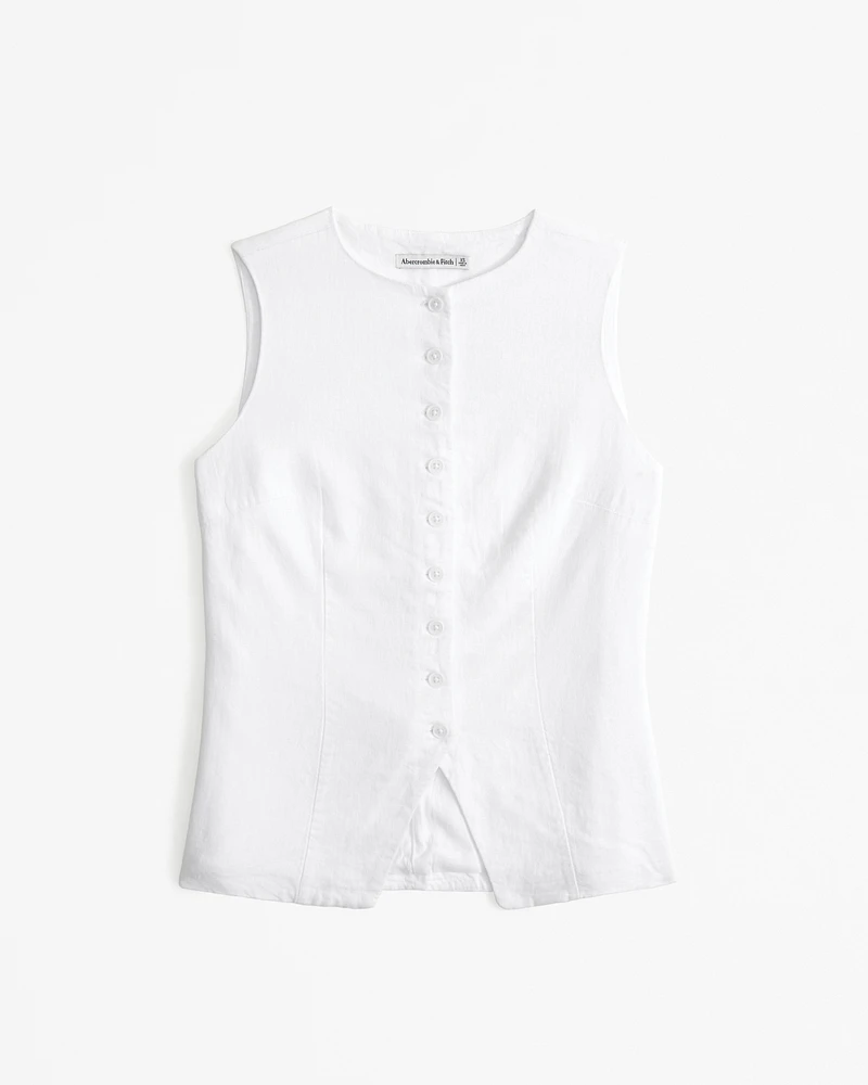 The A&F Mara Linen-Blend Button-Through Vest