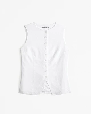 The A&F Mara Linen-Blend Button-Through Vest