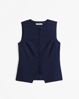 The A&F Mara Linen-Blend Button-Through Vest