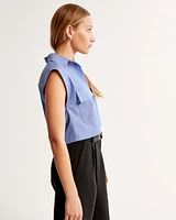 Cropped Sleeveless Utility Shirt